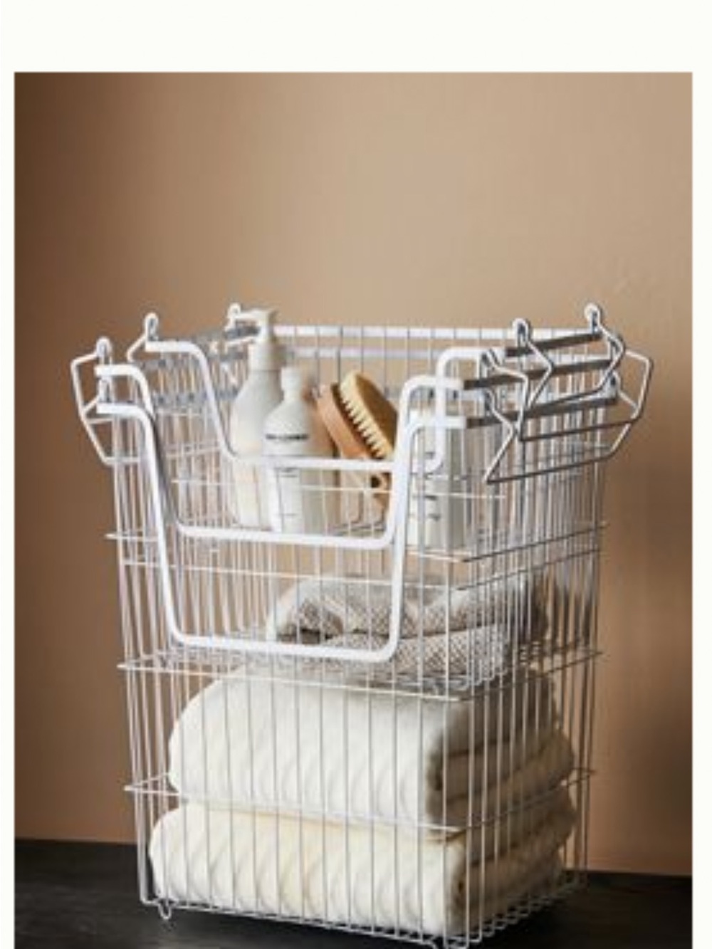 ANTHROPOLOGIE - Metal Wire Bath Storage Basket - White | LARGE